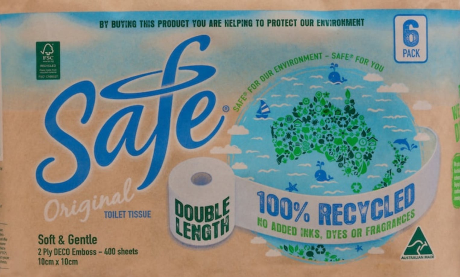 Safe recycled paper toilet tissue
